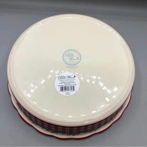 NEW Pioneer Woman 10” stoneware deep dish holiday pie pan WARM WISHES Christmas - Picture 3 of 4